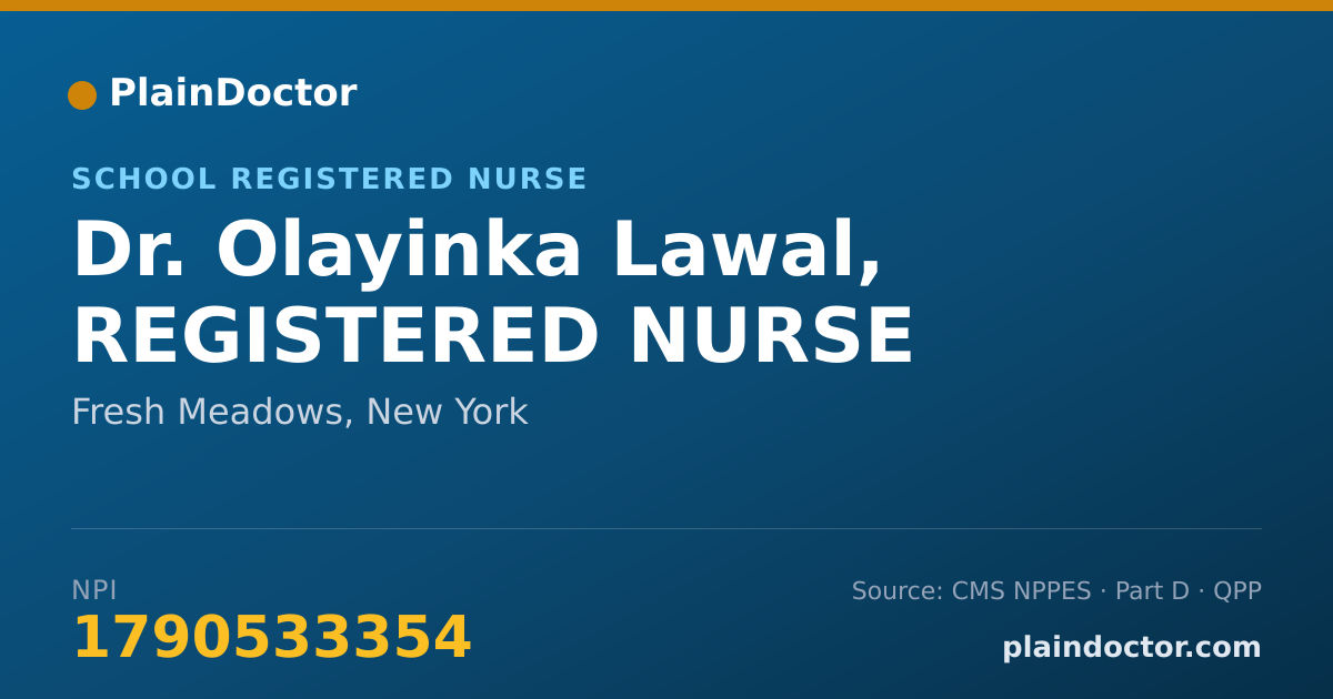 Shareable card for Olayinka Lawal, REGISTERED NURSE - School Registered Nurse, Fresh Meadows, NY