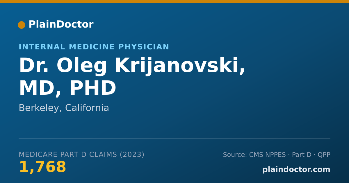 Shareable card for Oleg Krijanovski, MD, PHD - Internal Medicine Physician, Berkeley, CA