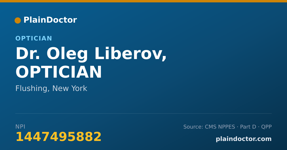 Shareable card for Oleg Liberov, OPTICIAN - Optician, Flushing, NY