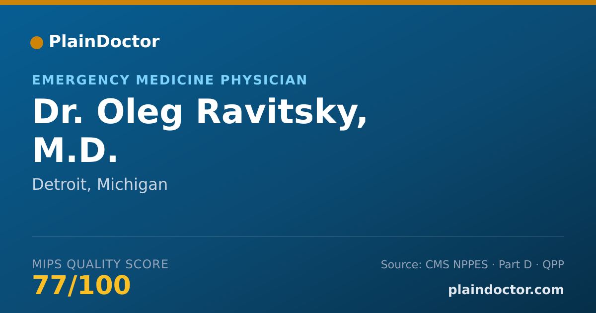 Shareable card for Oleg Ravitsky, M.D. - Emergency Medicine Physician, Detroit, MI