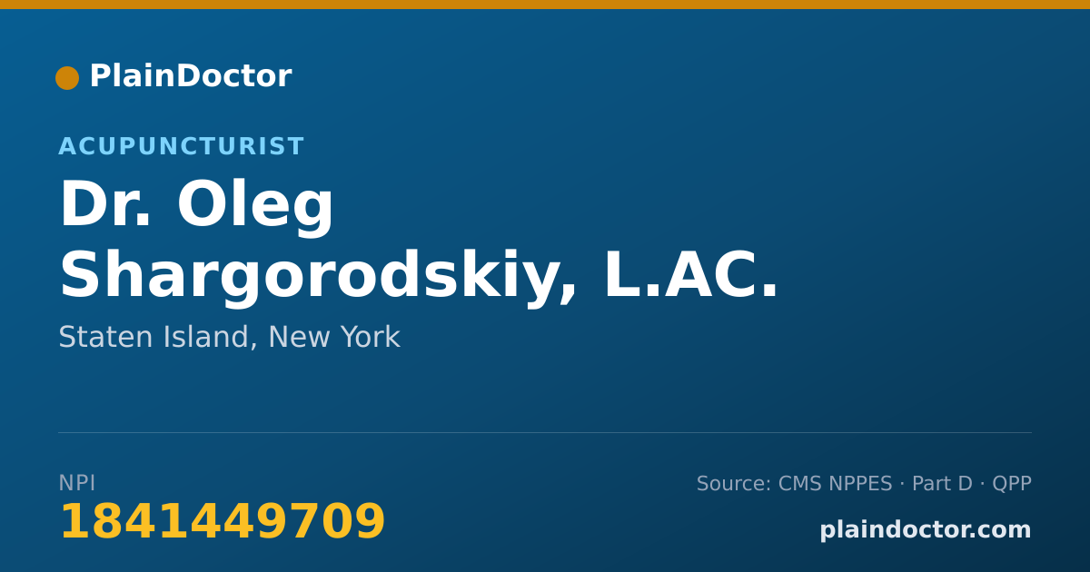Shareable card for Oleg Shargorodskiy, L.AC. - Acupuncturist, Staten Island, NY
