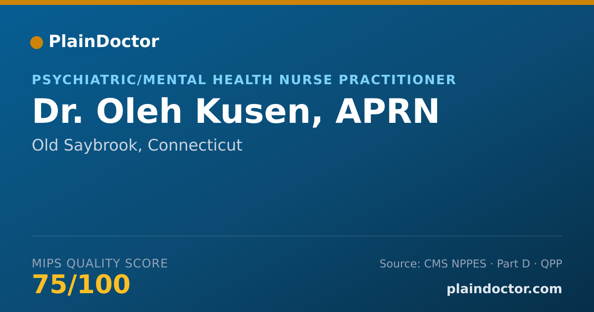 Shareable card for Oleh Kusen, APRN - Psychiatric/Mental Health Nurse Practitioner, Old Saybrook, CT