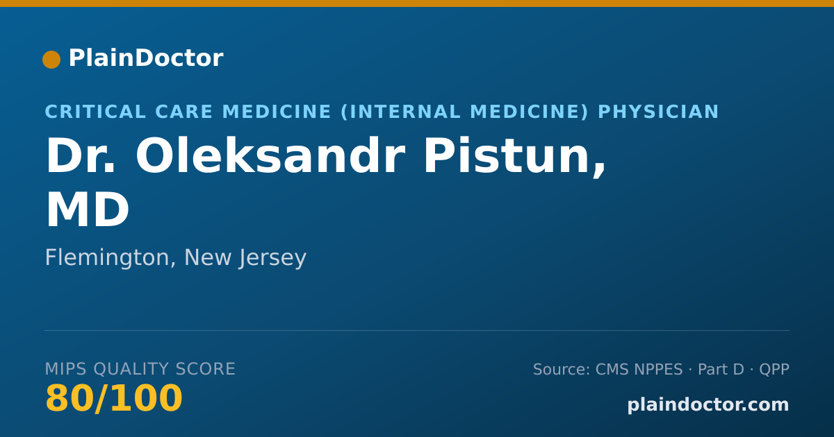 Shareable card for Oleksandr Pistun, MD - Critical Care Medicine (Internal Medicine) Physician, Flemington, NJ