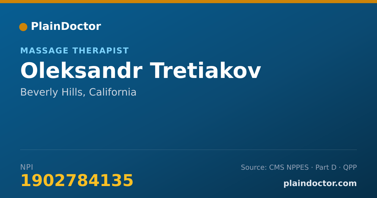 Shareable card for Oleksandr Tretiakov - Massage Therapist, Beverly Hills, CA