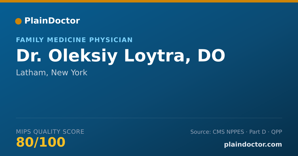 Shareable card for Oleksiy Loytra, DO - Family Medicine Physician, Latham, NY