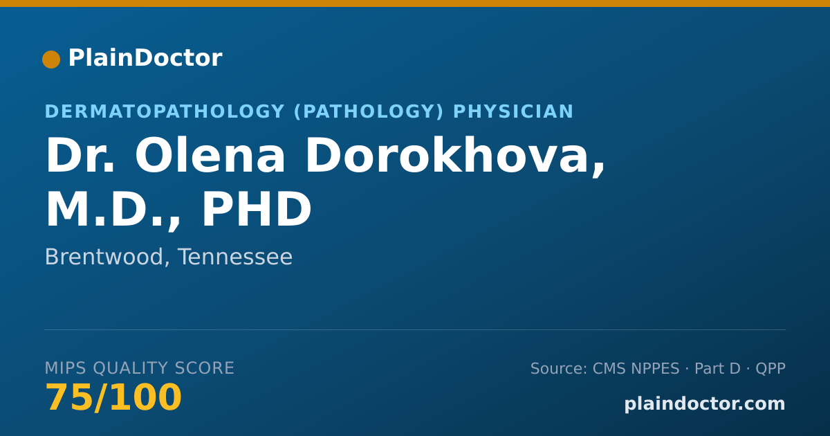 Shareable card for Olena Dorokhova, M.D., PHD - Dermatopathology (Pathology) Physician, Brentwood, TN