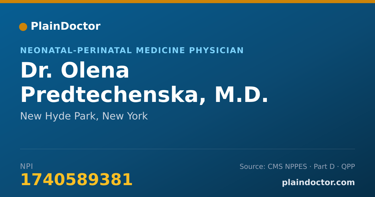 Shareable card for Olena Predtechenska, M.D. - Neonatal-Perinatal Medicine Physician, New Hyde Park, NY