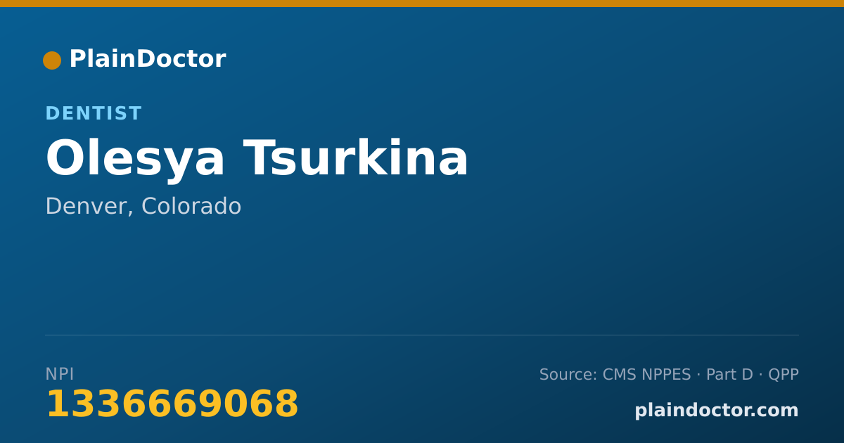 Shareable card for Olesya Tsurkina - Dentist, Denver, CO