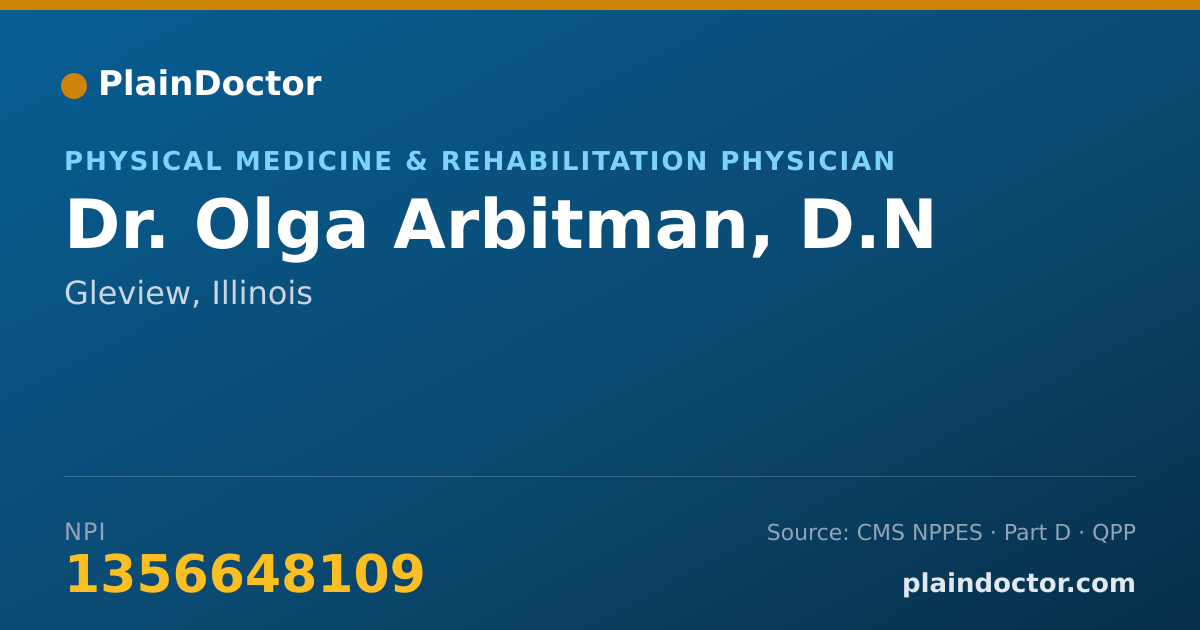 Shareable card for Olga Arbitman, D.N - Physical Medicine & Rehabilitation Physician, Gleview, IL