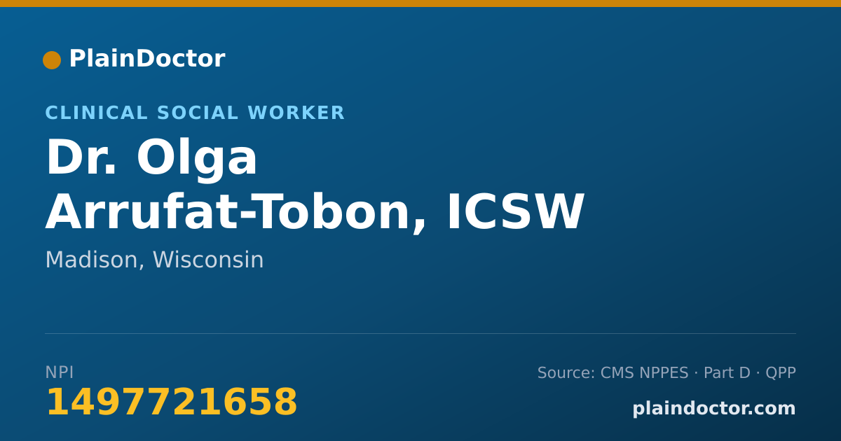 Shareable card for Olga Arrufat-Tobon, ICSW - Clinical Social Worker, Madison, WI