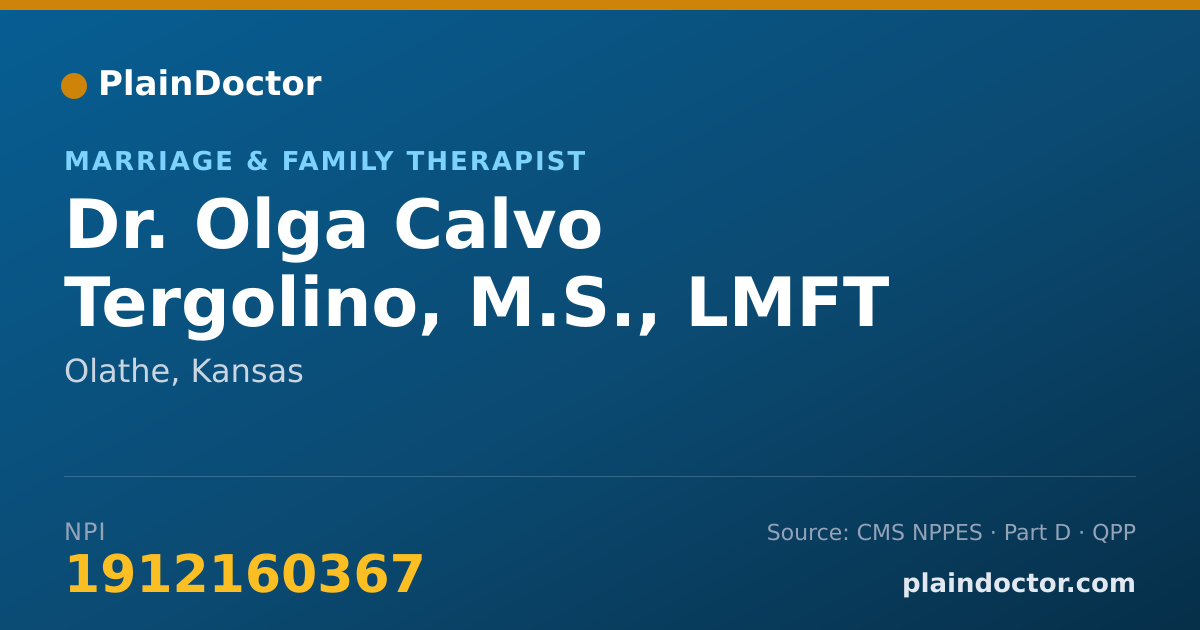 Shareable card for Olga Calvo Tergolino, M.S., LMFT - Marriage & Family Therapist, Olathe, KS