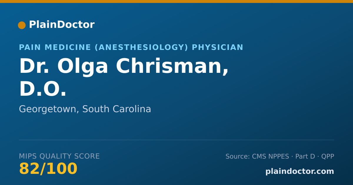 Shareable card for Olga Chrisman, D.O. - Pain Medicine (Anesthesiology) Physician, Georgetown, SC