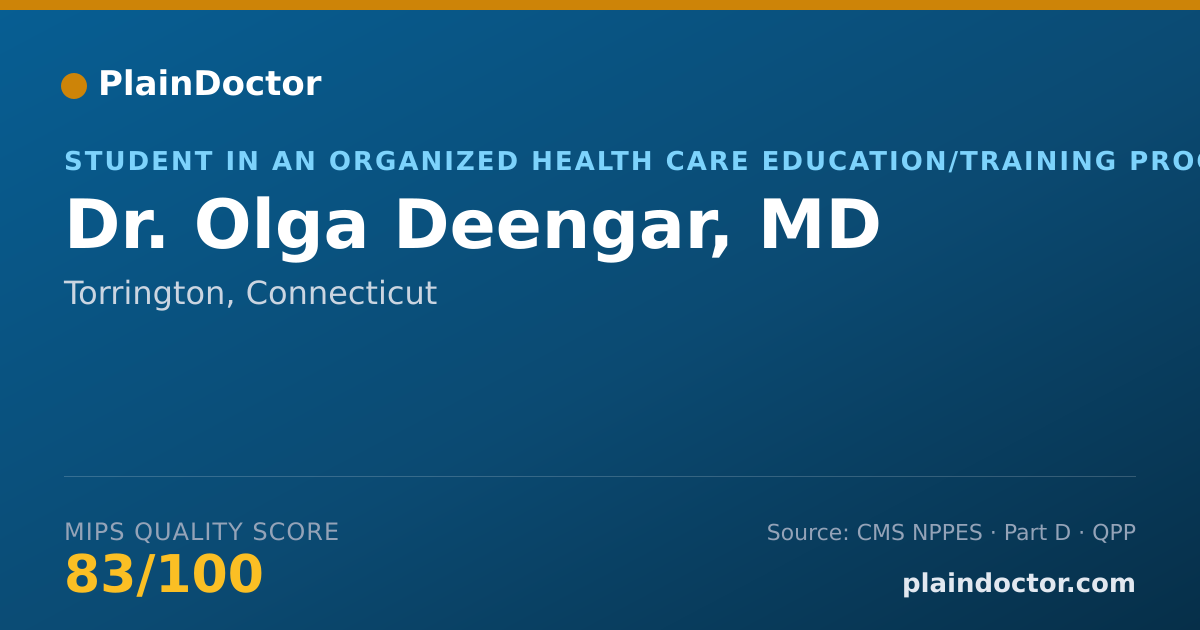 Shareable card for Olga Deengar, MD - Student in an Organized Health Care Education/Training Program, Torrington, CT