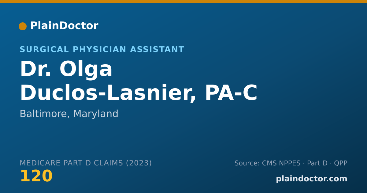 Shareable card for Olga Duclos-Lasnier, PA-C - Surgical Physician Assistant, Baltimore, MD