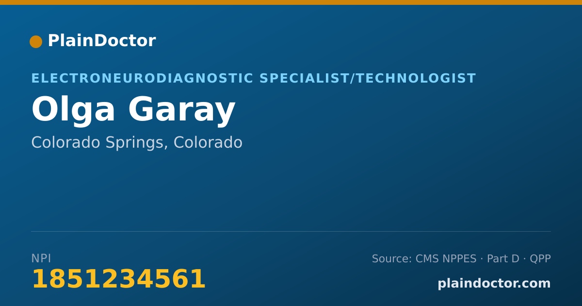 Shareable card for Olga Garay - Electroneurodiagnostic Specialist/Technologist, Colorado Springs, CO