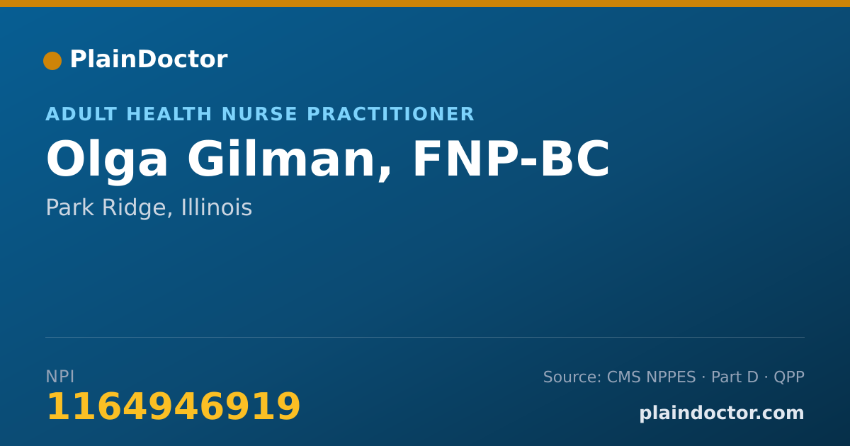 Shareable card for Olga Gilman, FNP-BC - Adult Health Nurse Practitioner, Park Ridge, IL