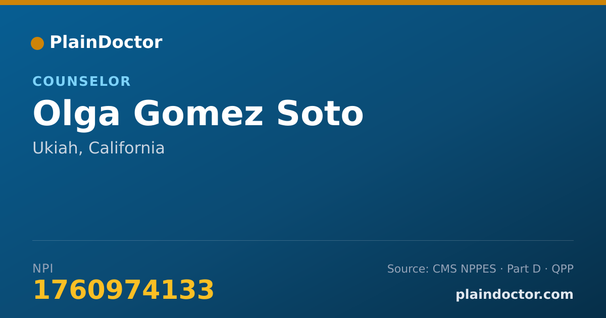 Shareable card for Olga Gomez Soto - Counselor, Ukiah, CA