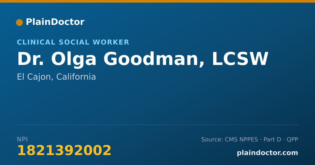 Shareable card for Olga Goodman, LCSW - Clinical Social Worker, El Cajon, CA