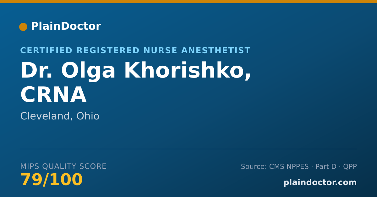 Shareable card for Olga Khorishko, CRNA - Certified Registered Nurse Anesthetist, Cleveland, OH