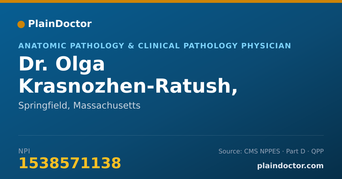 Shareable card for Olga Krasnozhen-Ratush, M.D. - Anatomic Pathology & Clinical Pathology Physician, Springfield, MA