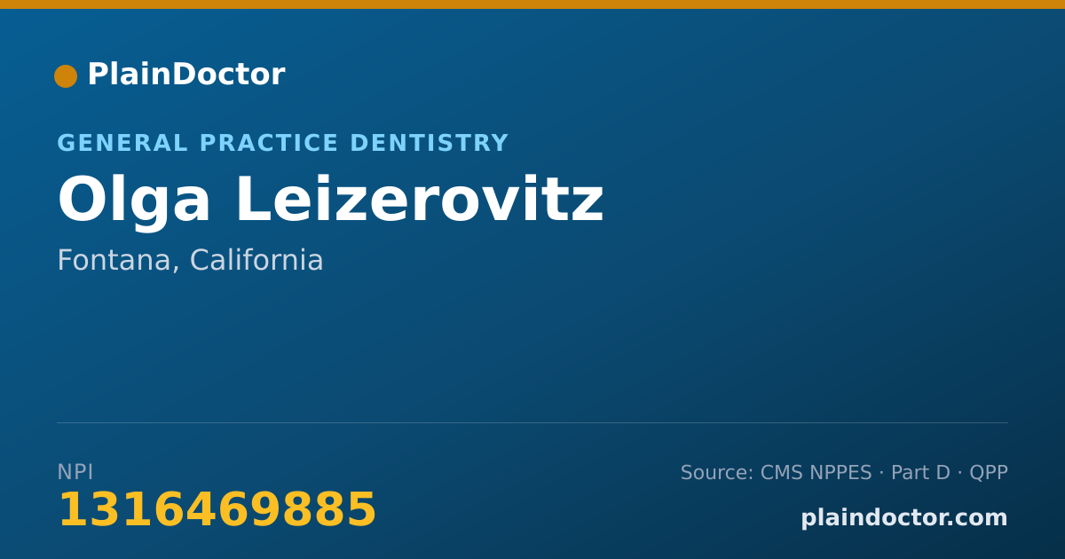 Shareable card for Olga Leizerovitz - General Practice Dentistry, Fontana, CA