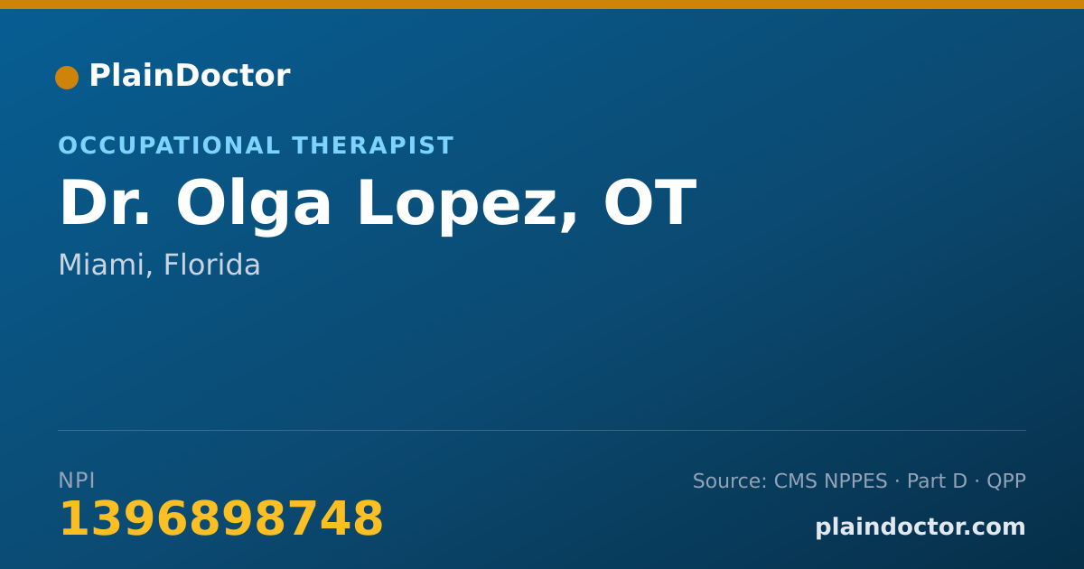 Shareable card for Olga Lopez, OT - Occupational Therapist, Miami, FL