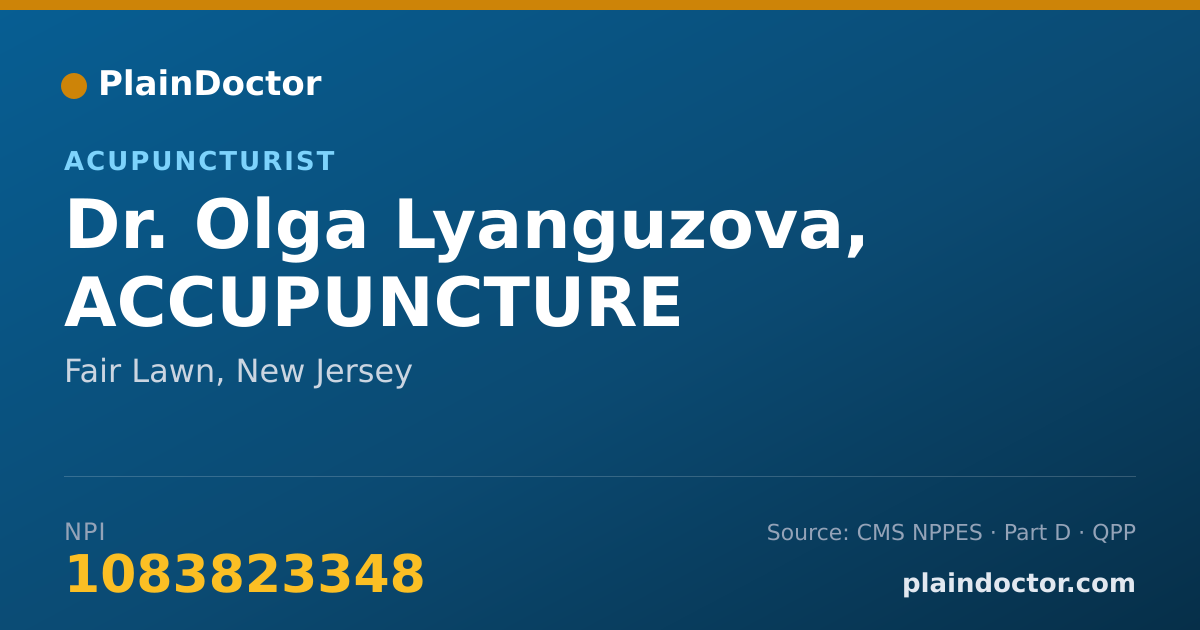 Shareable card for Olga Lyanguzova, ACCUPUNCTURE - Acupuncturist, Fair Lawn, NJ