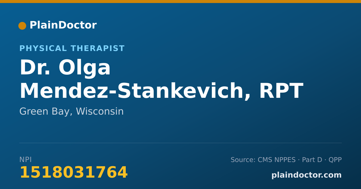 Shareable card for Olga Mendez-Stankevich, RPT - Physical Therapist, Green Bay, WI