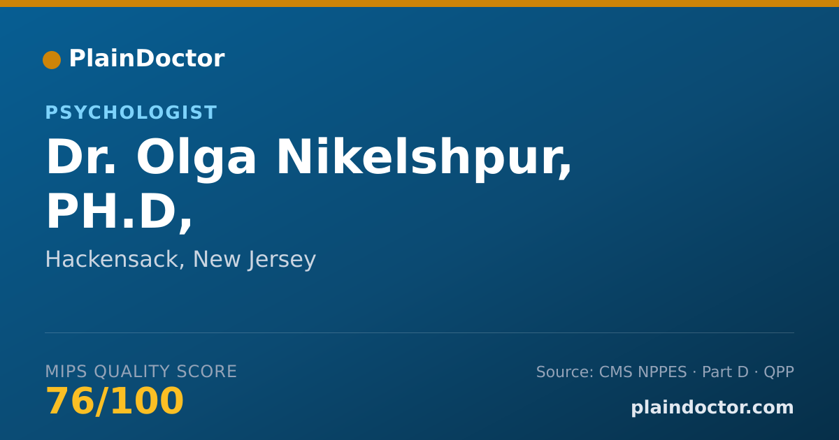 Shareable card for Olga Nikelshpur, PH.D, - Psychologist, Hackensack, NJ