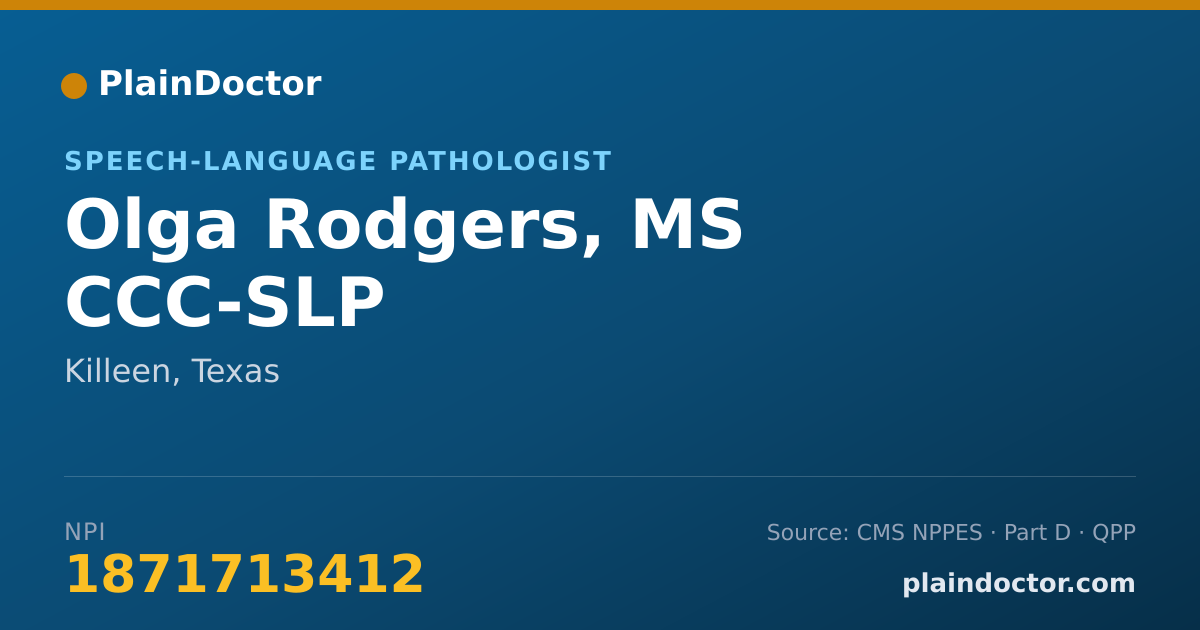 Shareable card for Olga Rodgers, MS CCC-SLP - Speech-Language Pathologist, Killeen, TX