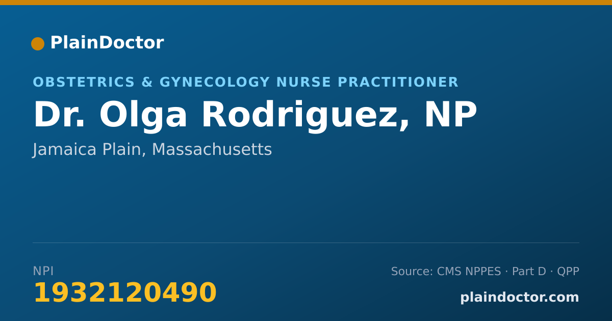 Shareable card for Olga Rodriguez, NP - Obstetrics & Gynecology Nurse Practitioner, Jamaica Plain, MA