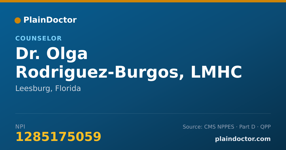 Shareable card for Olga Rodriguez-Burgos, LMHC - Counselor, Leesburg, FL