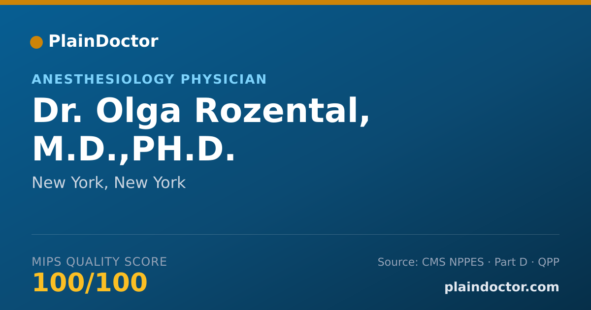 Shareable card for Olga Rozental, M.D.,PH.D. - Anesthesiology Physician, New York, NY