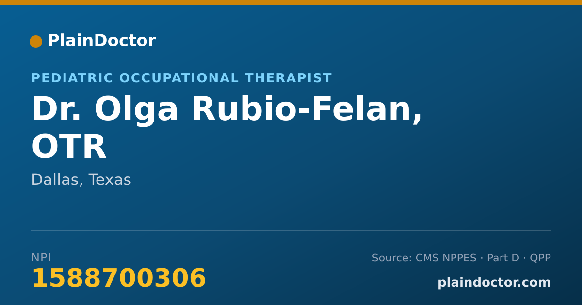 Shareable card for Olga Rubio-Felan, OTR - Pediatric Occupational Therapist, Dallas, TX