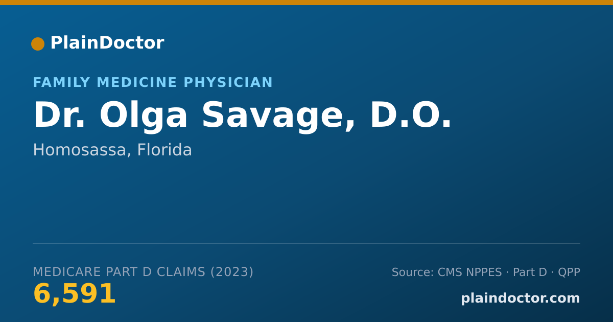 Shareable card for Olga Savage, D.O. - Family Medicine Physician, Homosassa, FL