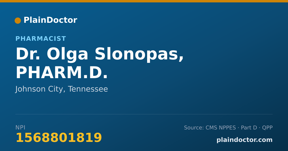Shareable card for Olga Slonopas, PHARM.D. - Pharmacist, Johnson City, TN