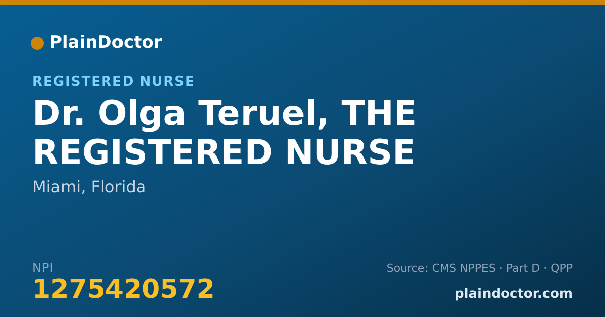 Shareable card for Olga Teruel, THE REGISTERED NURSE - Registered Nurse, Miami, FL