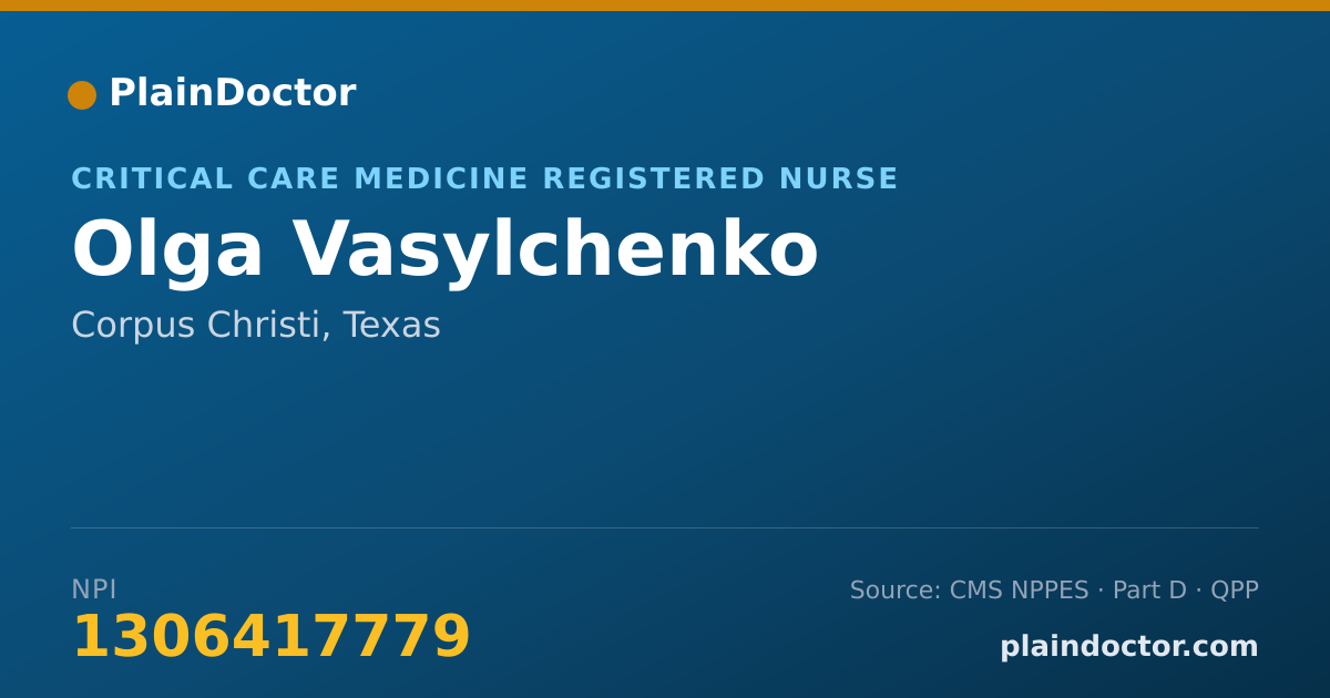 Shareable card for Olga Vasylchenko - Critical Care Medicine Registered Nurse, Corpus Christi, TX