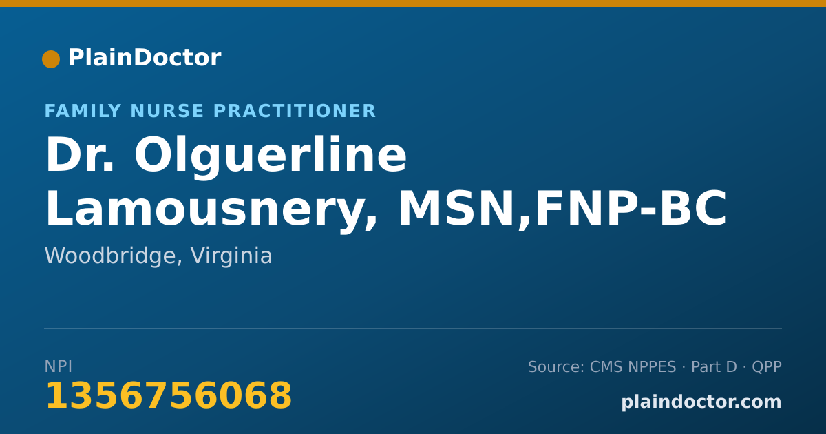 Shareable card for Olguerline Lamousnery, MSN,FNP-BC - Family Nurse Practitioner, Woodbridge, VA