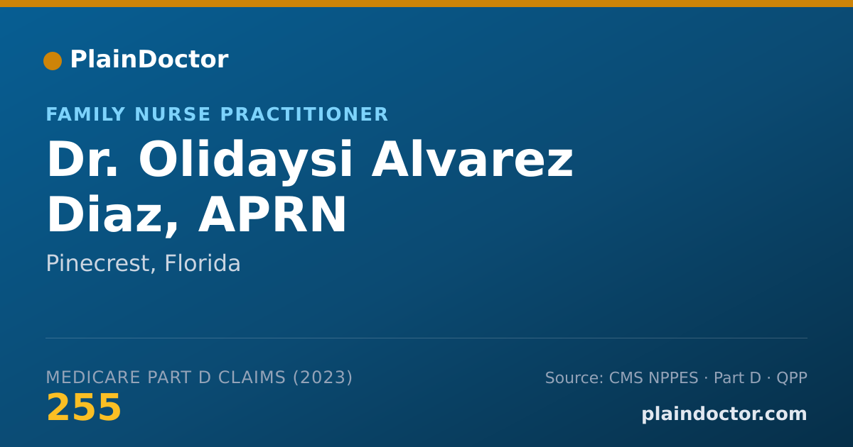 Shareable card for Olidaysi Alvarez Diaz, APRN - Family Nurse Practitioner, Pinecrest, FL