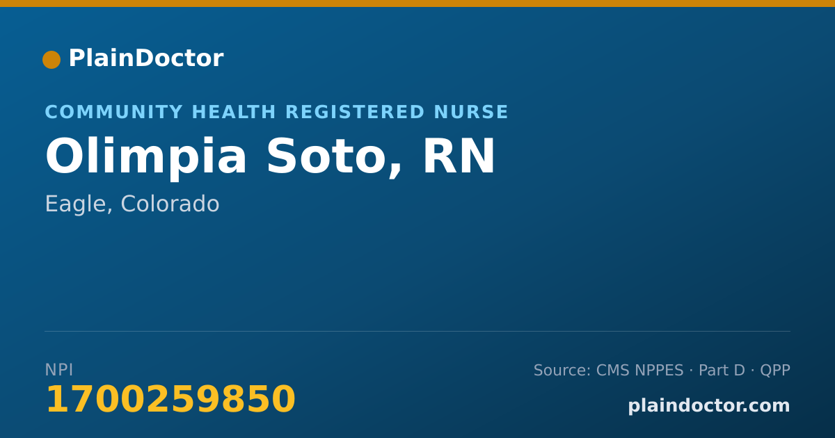 Shareable card for Olimpia Soto, RN - Community Health Registered Nurse, Eagle, CO