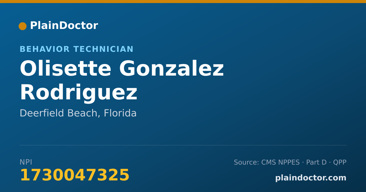 Shareable card for Olisette Gonzalez Rodriguez - Behavior Technician, Deerfield Beach, FL