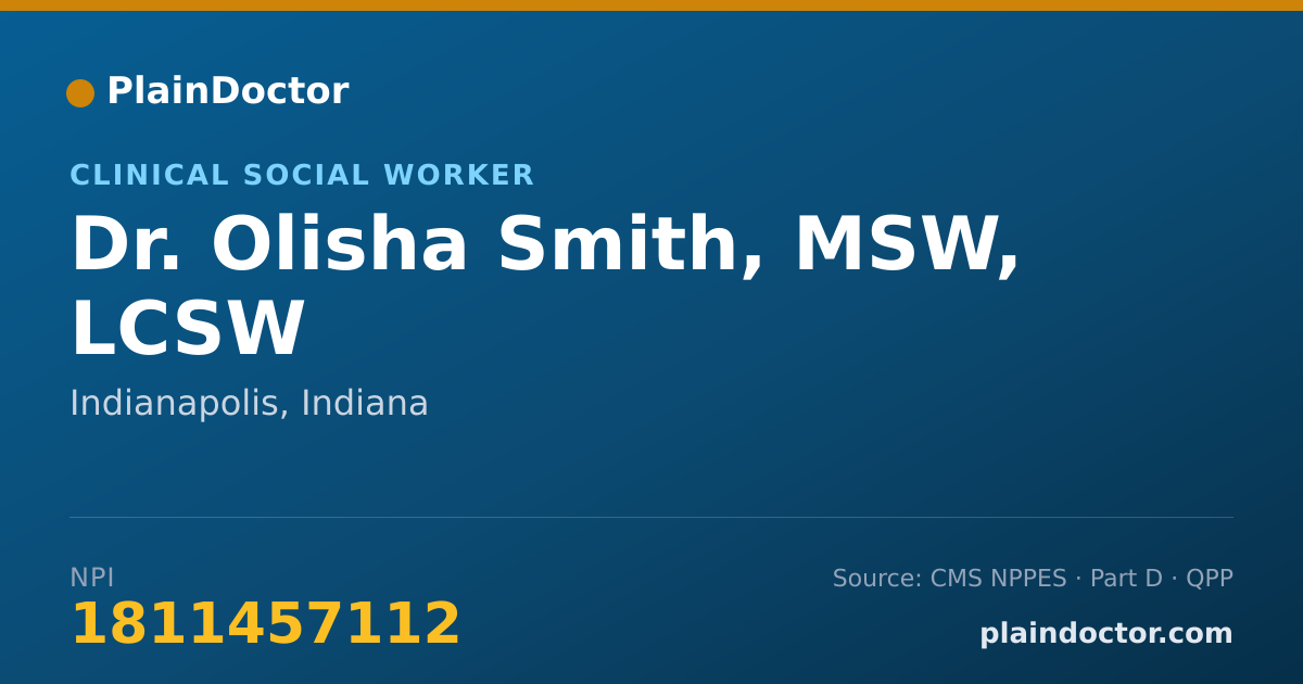 Shareable card for Olisha Smith, MSW, LCSW - Clinical Social Worker, Indianapolis, IN