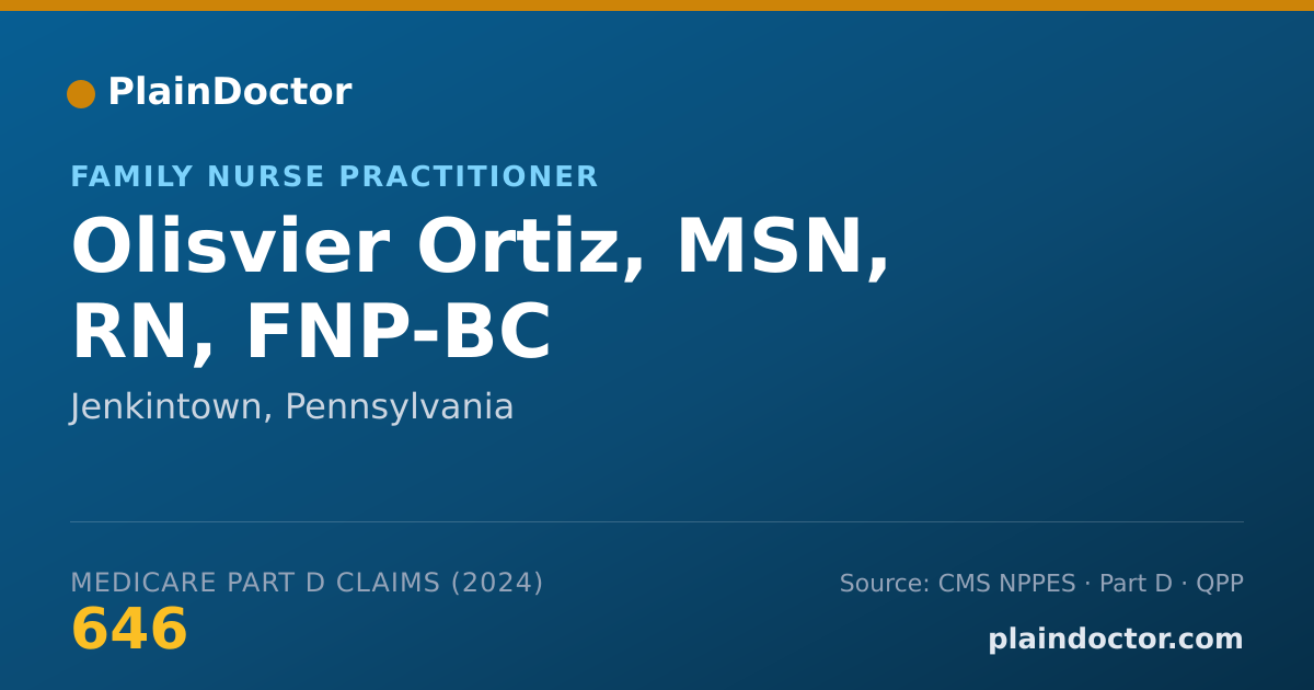 Shareable card for Olisvier Ortiz, MSN, RN, FNP-BC - Family Nurse Practitioner, Jenkintown, PA