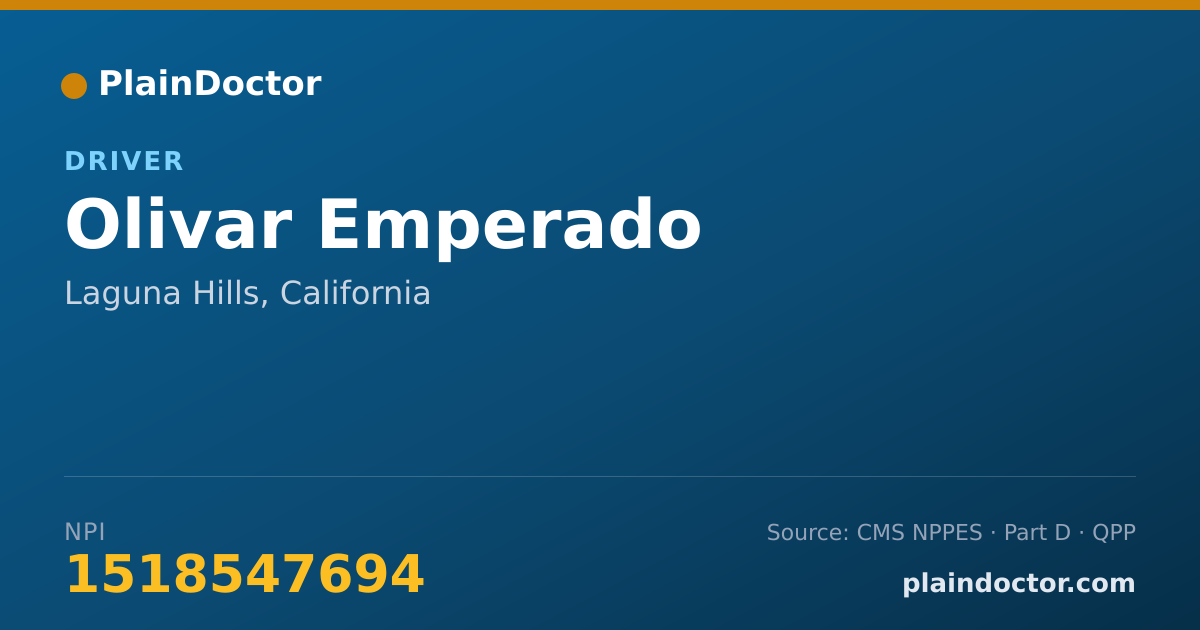 Shareable card for Olivar Emperado - Driver, Laguna Hills, CA