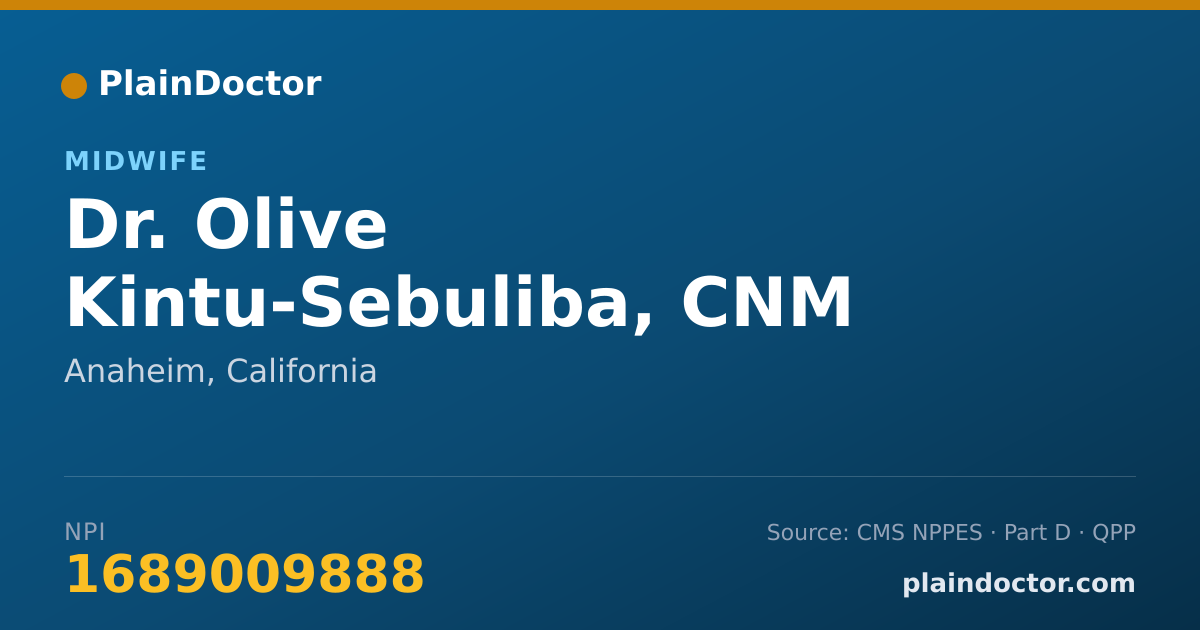 Shareable card for Olive Kintu-Sebuliba, CNM - Midwife, Anaheim, CA