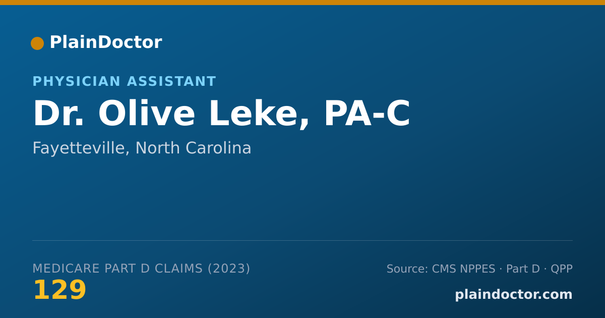 Shareable card for Olive Leke, PA-C - Physician Assistant, Fayetteville, NC
