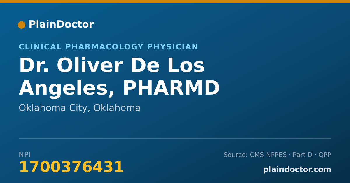 Shareable card for Oliver De Los Angeles, PHARMD - Clinical Pharmacology Physician, Oklahoma City, OK