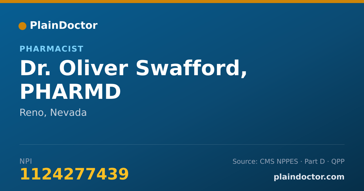 Shareable card for Oliver Swafford, PHARMD - Pharmacist, Reno, NV