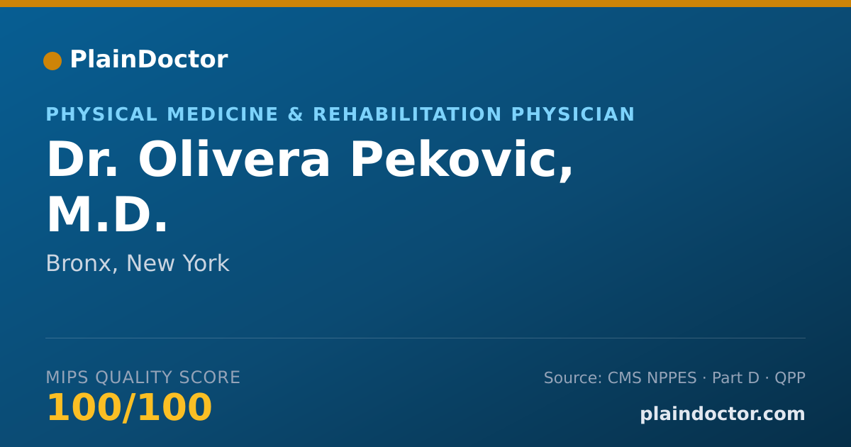 Shareable card for Olivera Pekovic, M.D. - Physical Medicine & Rehabilitation Physician, Bronx, NY